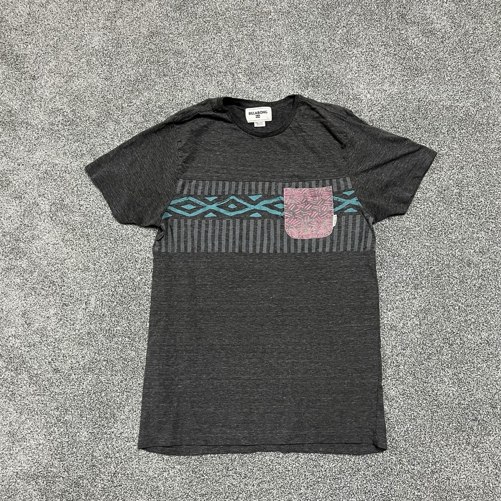 Billabong Tribal Pocket T Shirt Mens Large Gray Short Sleeve Casual Tee